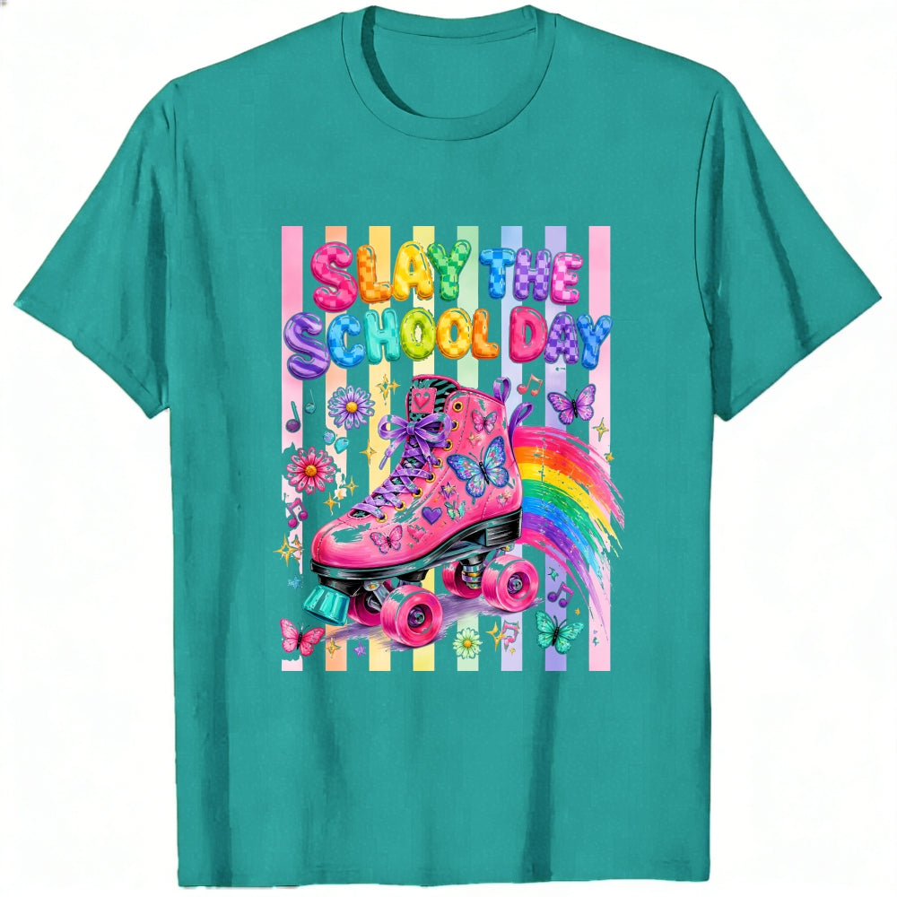 Cute Rainbow Roller Skate Slay The School Day Classic T-Shirt