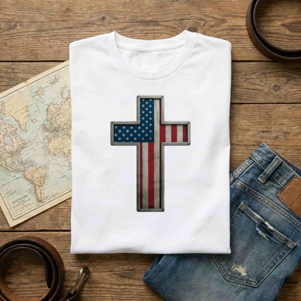 American Flag Cross Design Classic T-Shirt