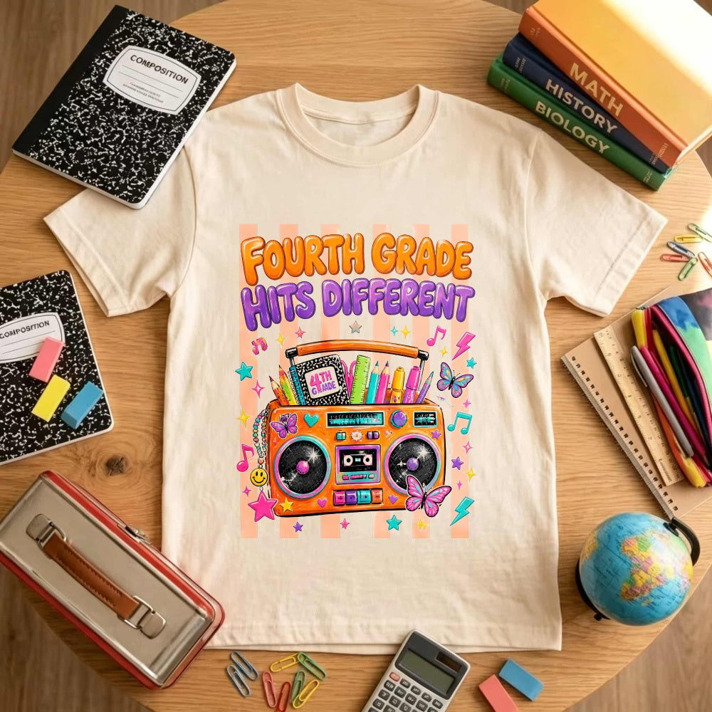 Retro Vintage Style Classic T-Shirt Fourth Grade Hits Different Boombox Design