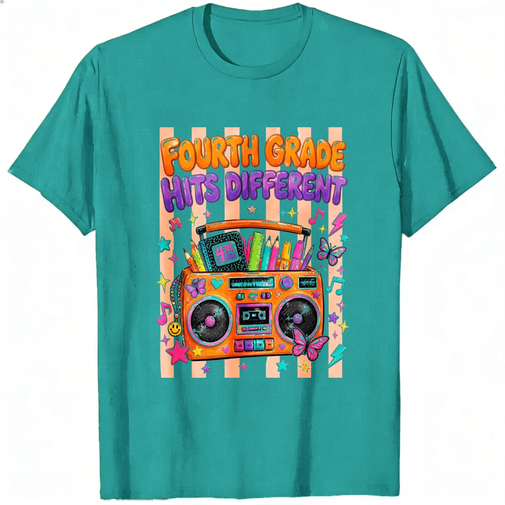 Retro Vintage Style Classic T-Shirt Fourth Grade Hits Different Boombox Design