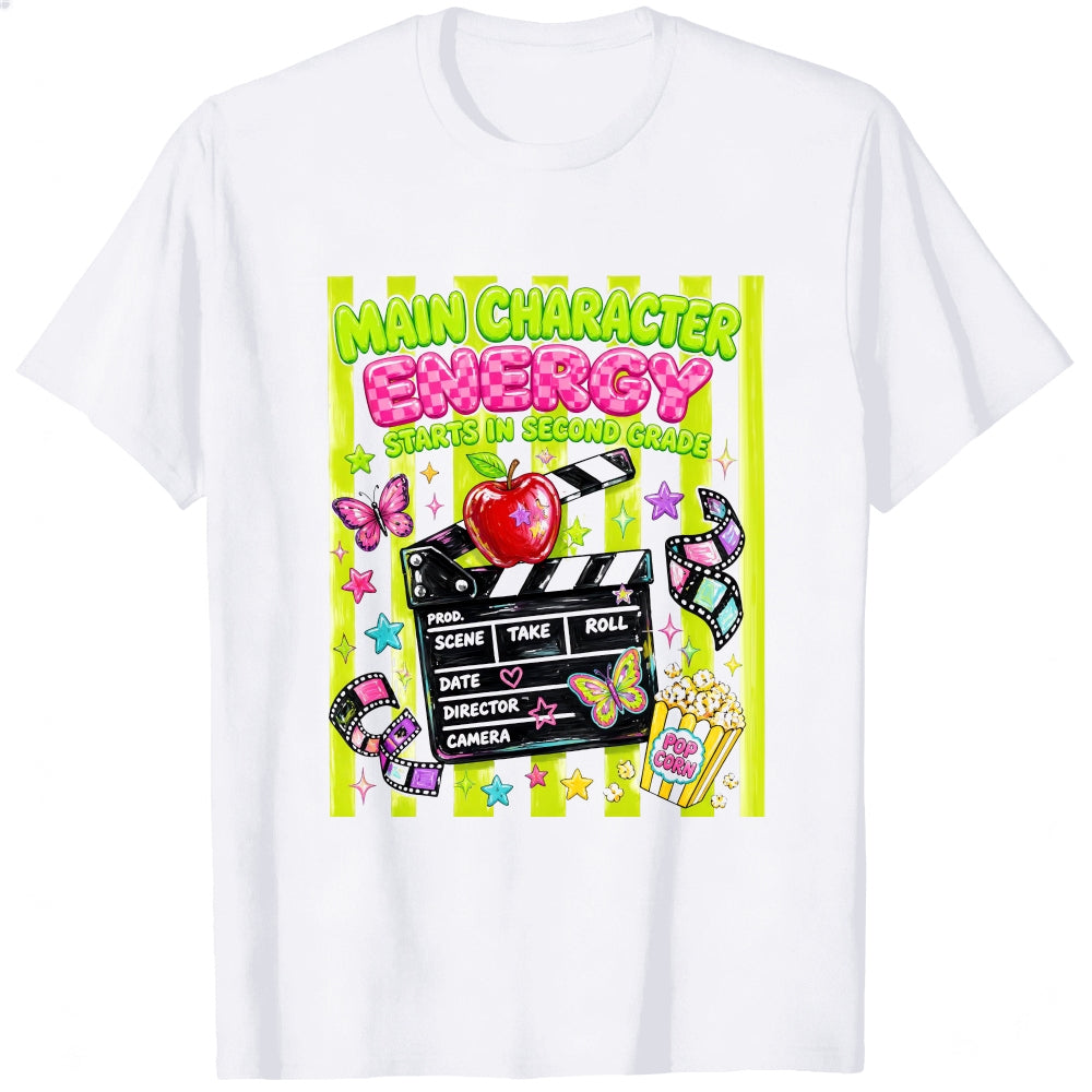 Cute Movie Theme Classic T-Shirt Main Character Energy Starts In Second Grade