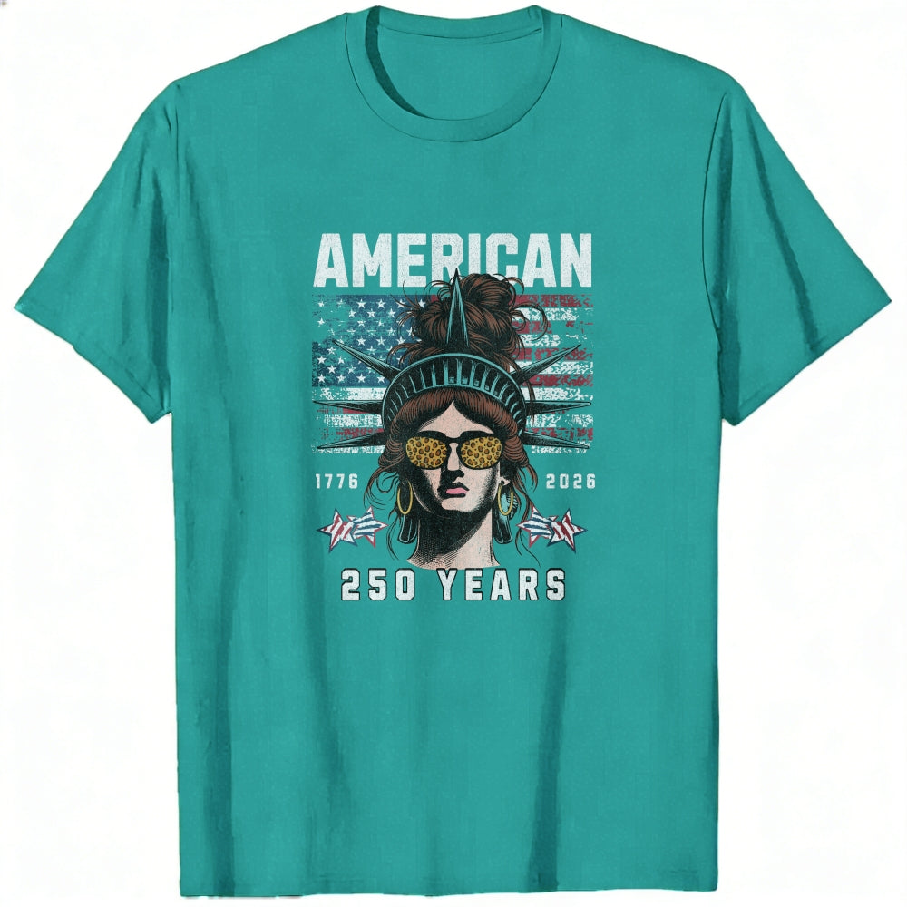 American Independence Day 250 Years Classic T-Shirt Statue Of Liberty With Sunglasses And Flag Design