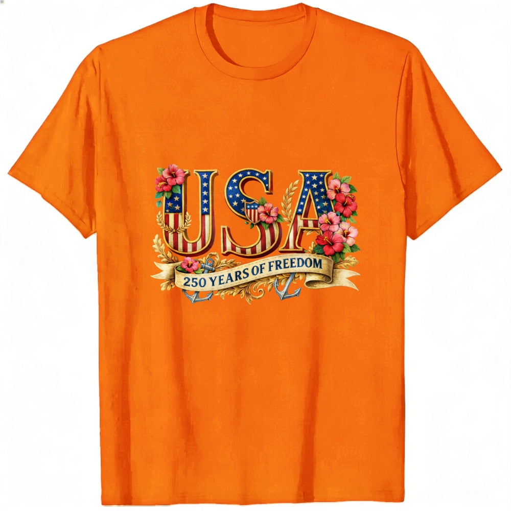 Patriotic Floral Usa 250 Years Of Freedom Classic T-Shirt