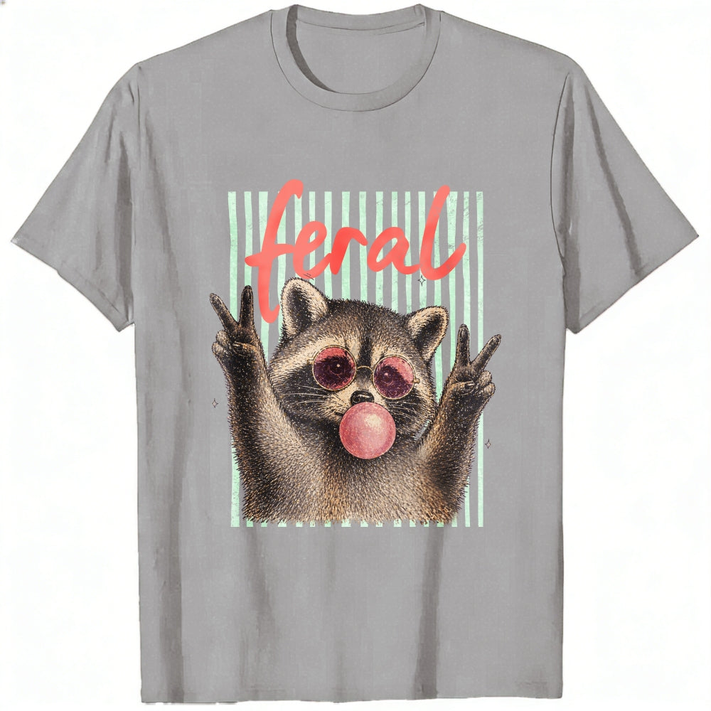 Funny Feral Raccoon Sunglasses Bubble Gum Classic T-Shirt