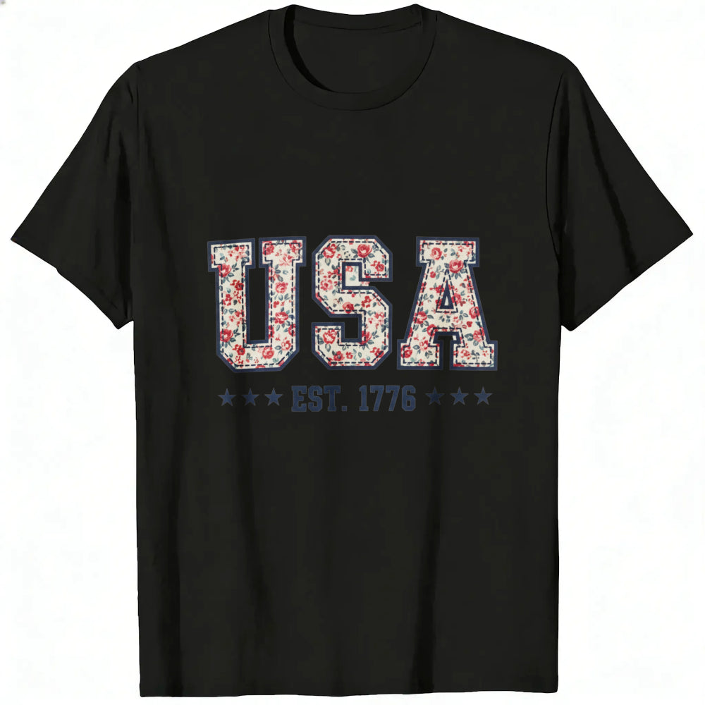 Floral Pattern Usa Est 1776 Classic T-Shirt