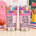 Back-to-School Teacher Tumbler, Pink Insulated Stainless Steel Travel Cup