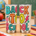 Kids Back-to-School Stainless Steel Tumbler with Colorful Marquee Letter Print