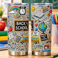 Back-to-School Doodle Tumbler, Insulated Stainless Steel Travel Cup for Teachers & Students