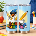 Cool Goose Back-to-School Stainless Steel Tumbler with Lid, Colorful School Print
