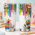 Watercolor Floral Back-to-School Tumbler, Insulated Stainless Steel Teacher Travel Cup