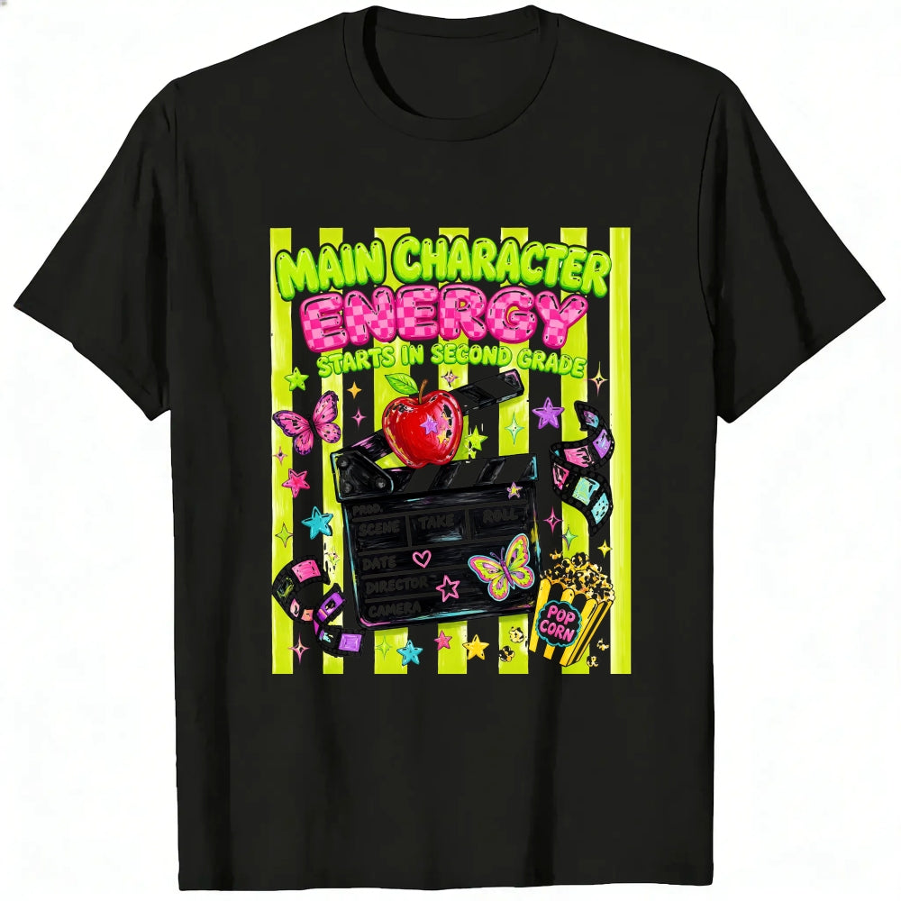 Cute Movie Theme Classic T-Shirt Main Character Energy Starts In Second Grade