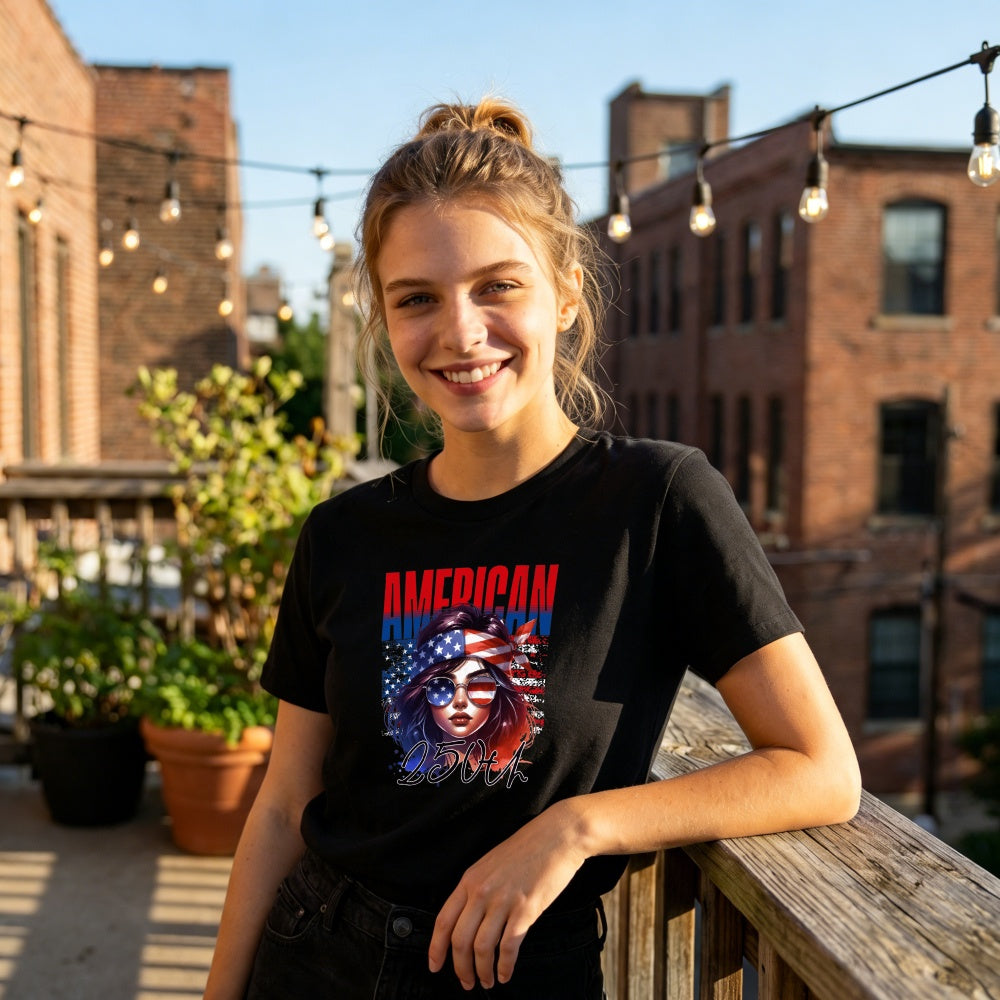 Patriotic American Flag Woman Classic T-Shirt