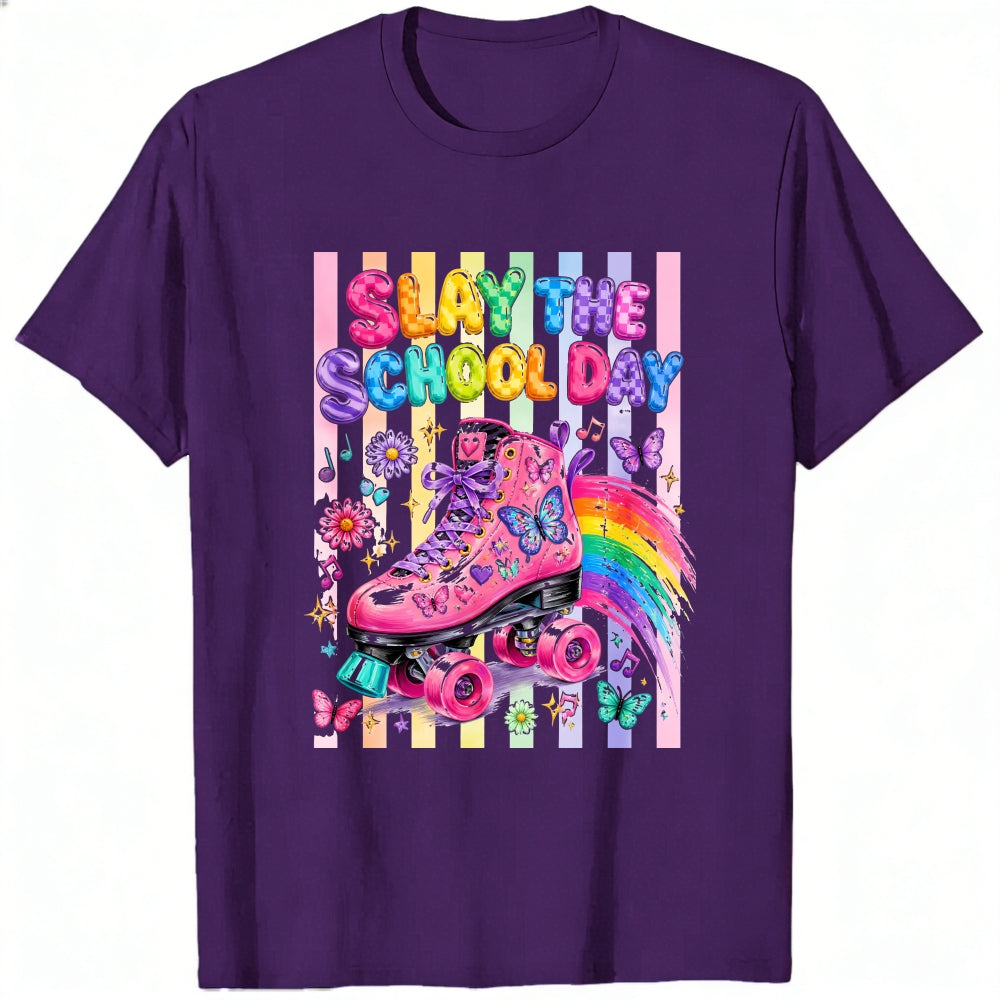 Cute Rainbow Roller Skate Slay The School Day Classic T-Shirt