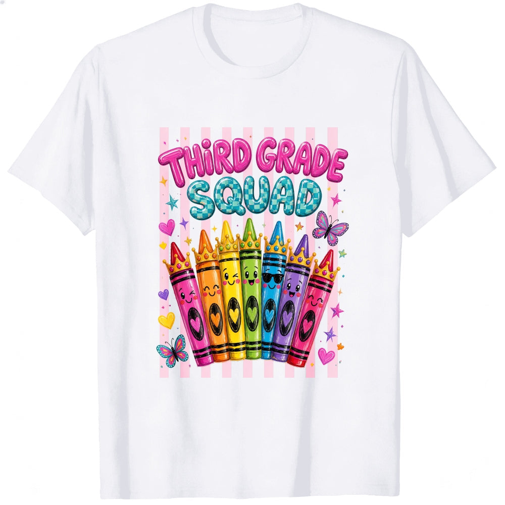 Cute Kawaii Style Classic T-Shirt Third Grade Squad Rainbow Crayons