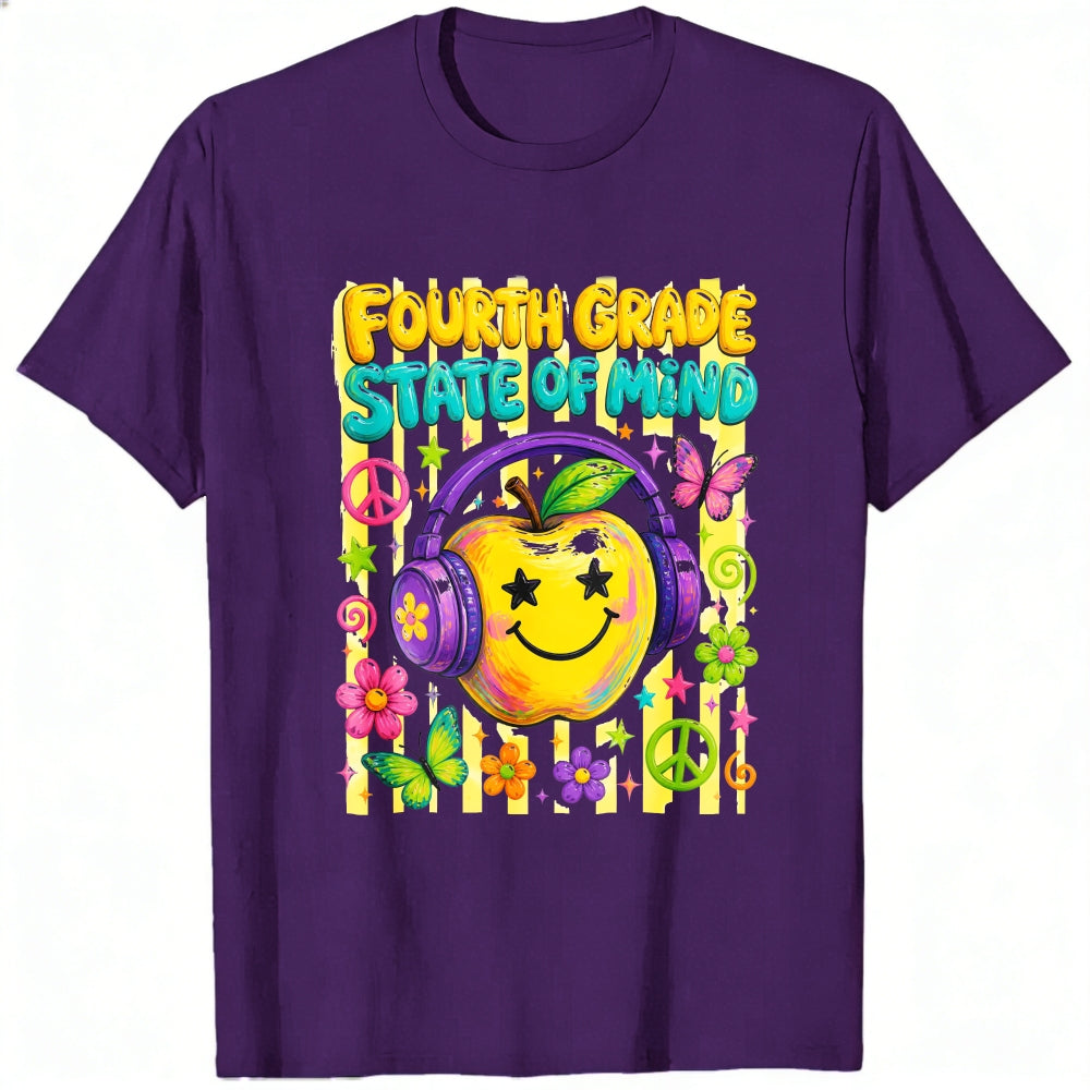 Retro Groovy Fourth Grade State Of Mind Apple Classic T-Shirt