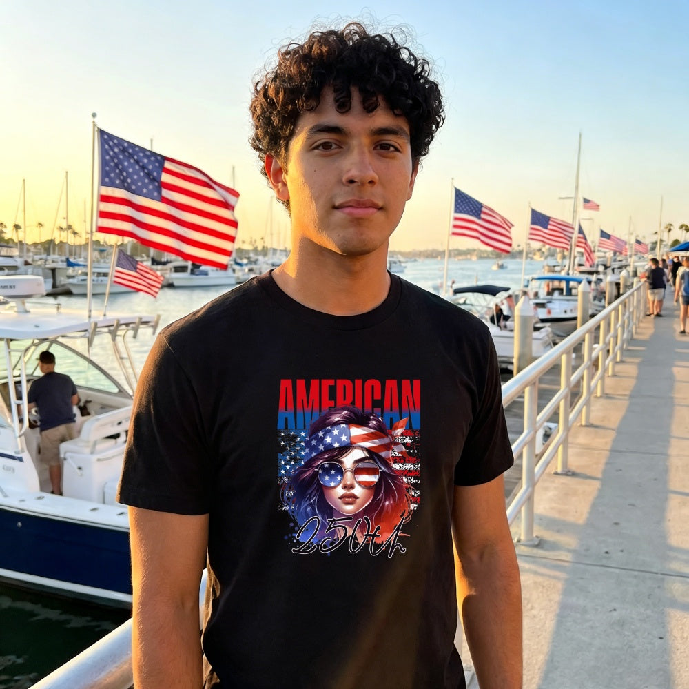 Patriotic American Flag Woman Classic T-Shirt