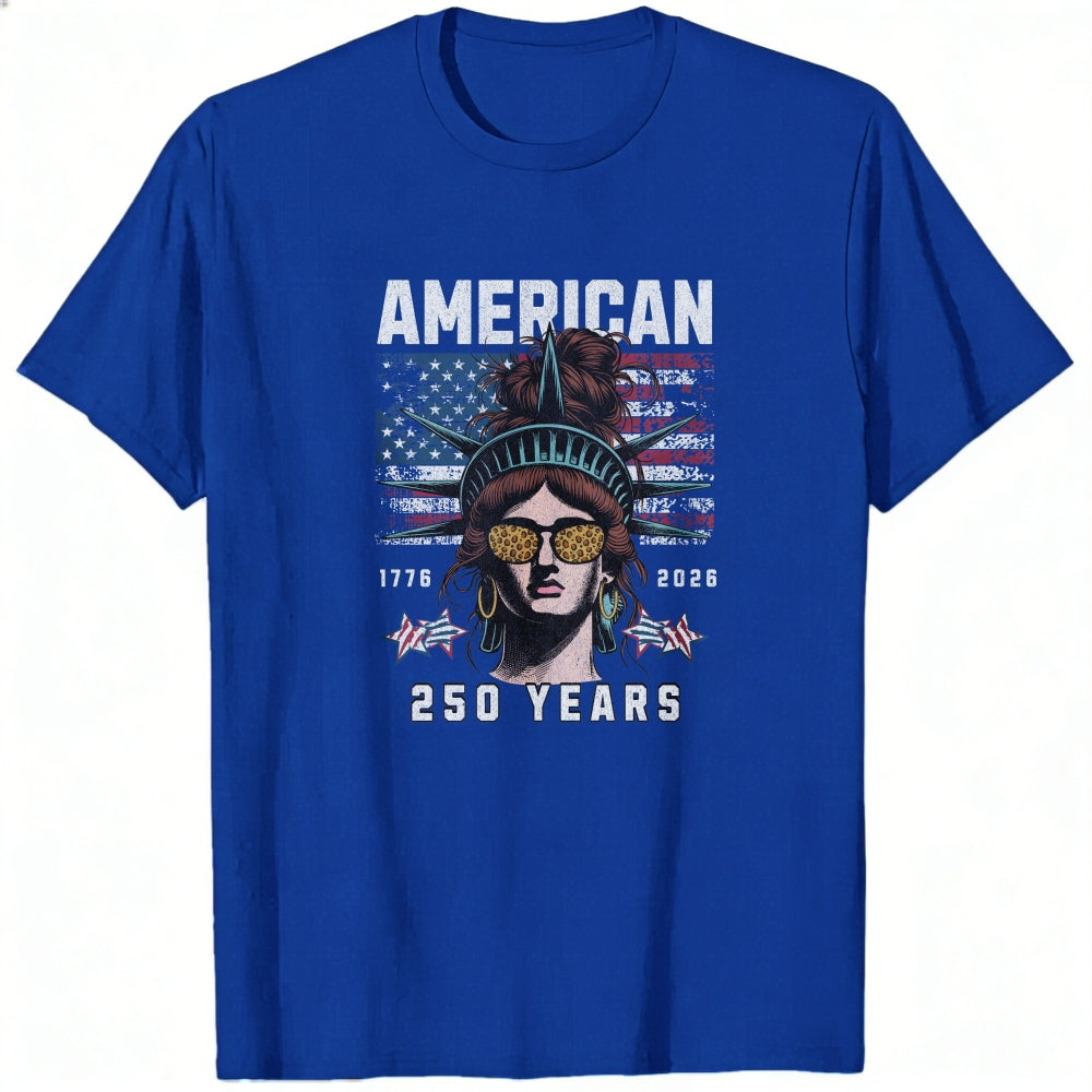 American Independence Day 250 Years Classic T-Shirt Statue Of Liberty With Sunglasses And Flag Design