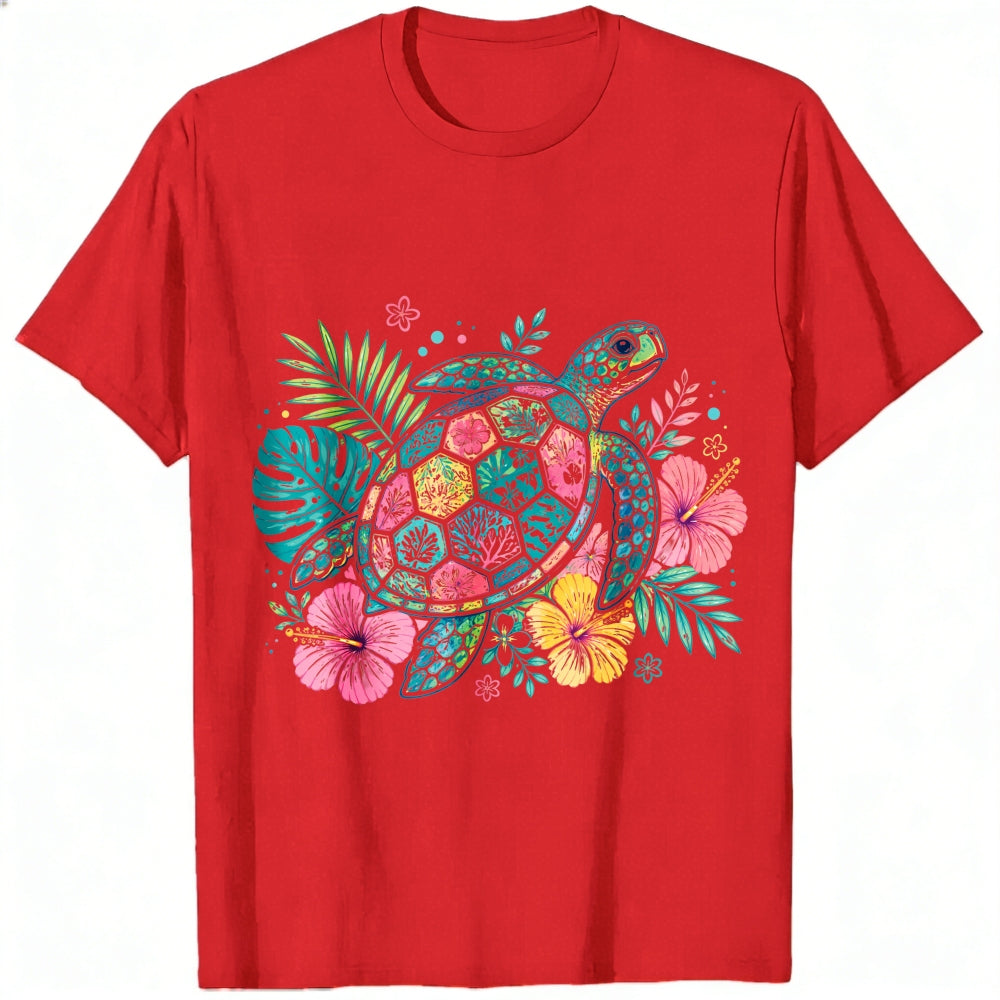 Tropical Floral Sea Turtle Classic T-Shirt