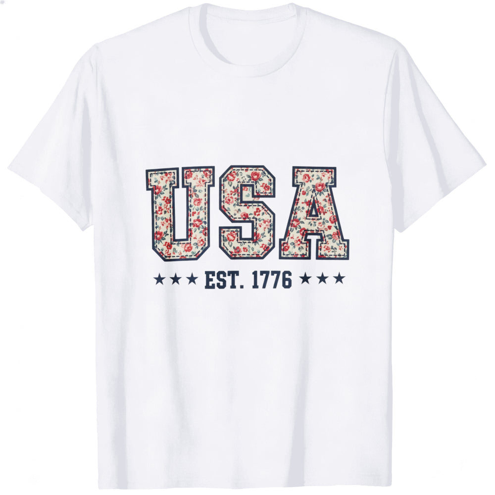 Floral Pattern Usa Est 1776 Classic T-Shirt