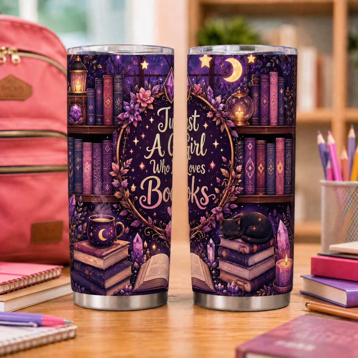 Just a Girl Who Loves Books Tumbler – Back-to-School Gift for Readers and Students