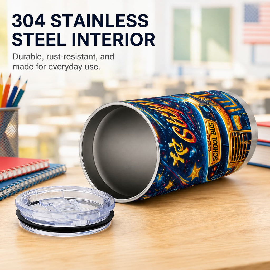 School Bus Galaxy Stainless Steel Tumbler, Back-to-School Insulated Travel Cup