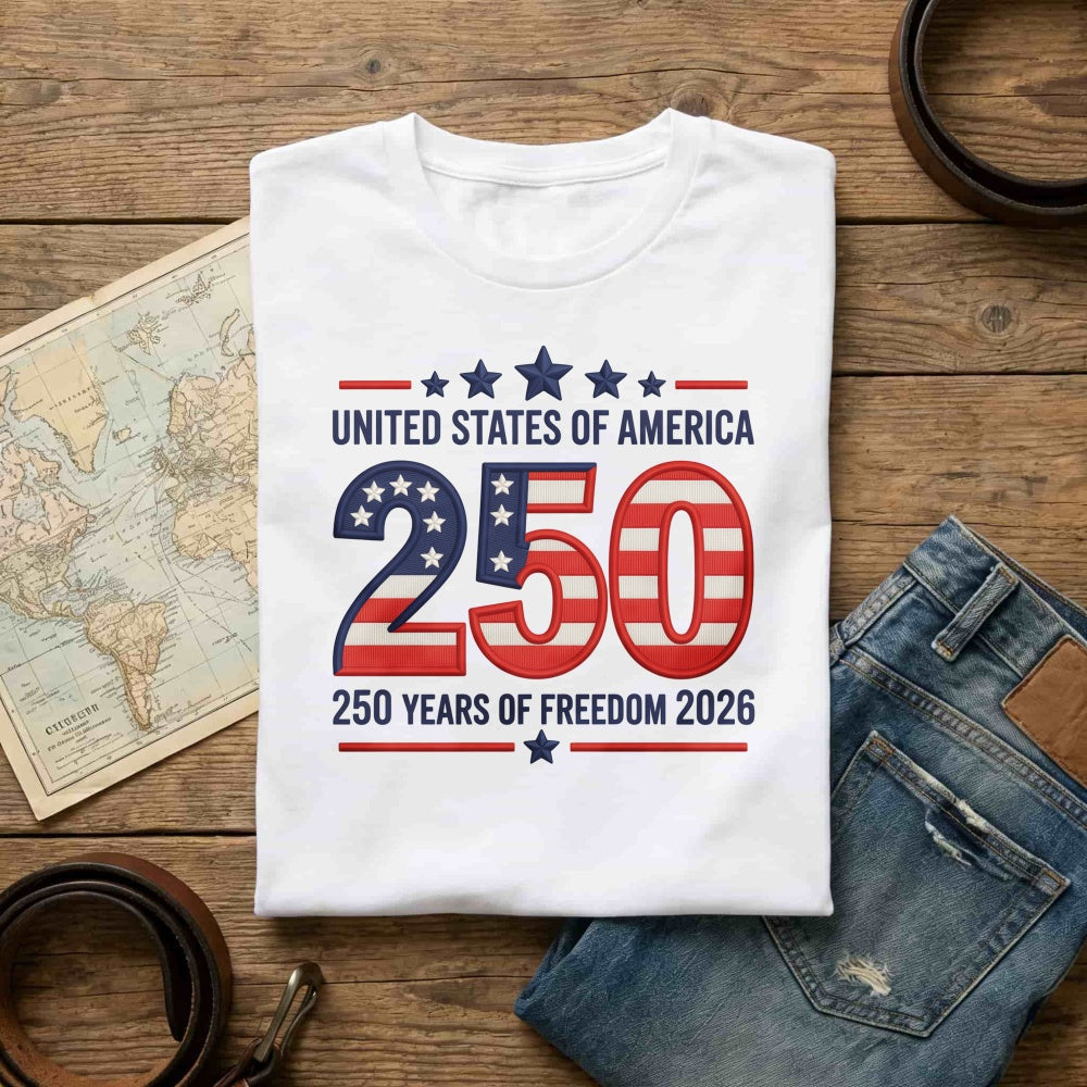 Patriotic American Flag Design Classic T-Shirt 250 Years Of Freedom 2026