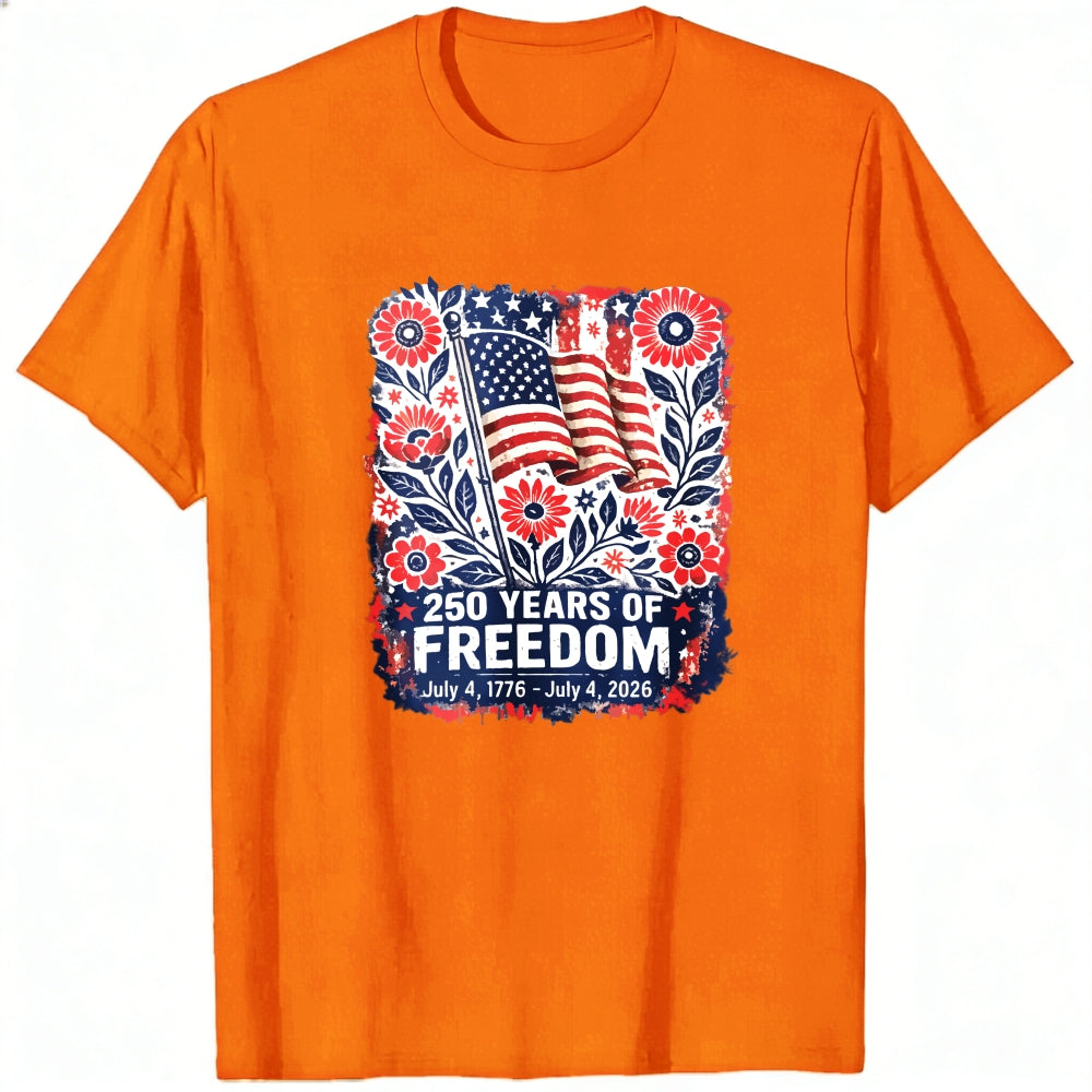 Patriotic Floral Design Classic T-Shirt 250 Years Of Freedom July 4 1776 July 4 2026
