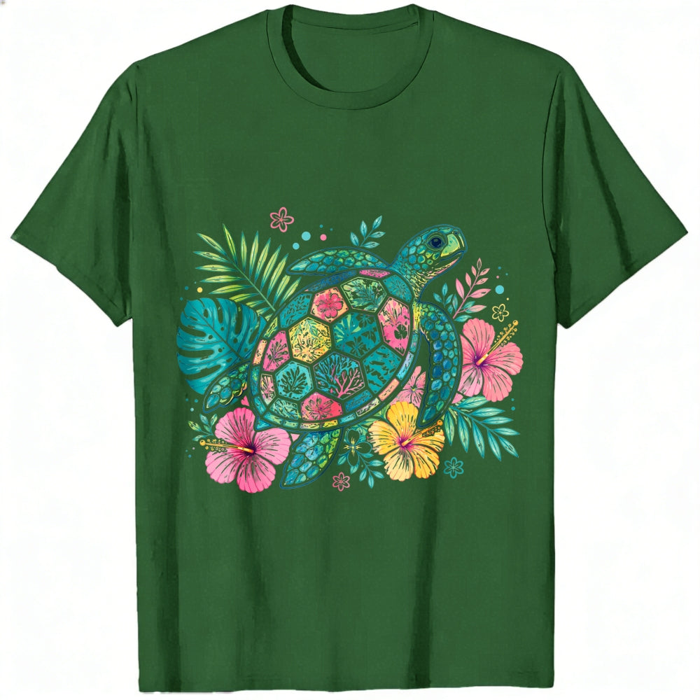 Tropical Floral Sea Turtle Classic T-Shirt