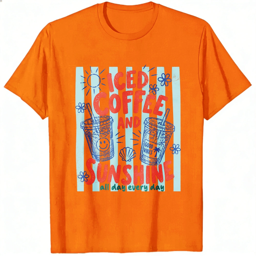 Summer Vintage Iced Coffee And Sunshine Graphic Classic T-Shirt