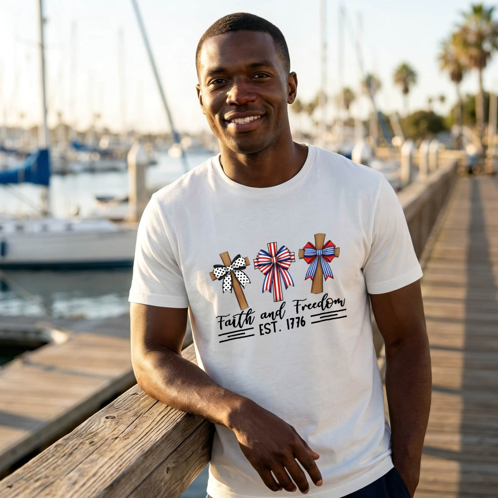 Patriotic Crosses Faith And Freedom Est 1776 Classic T-Shirt