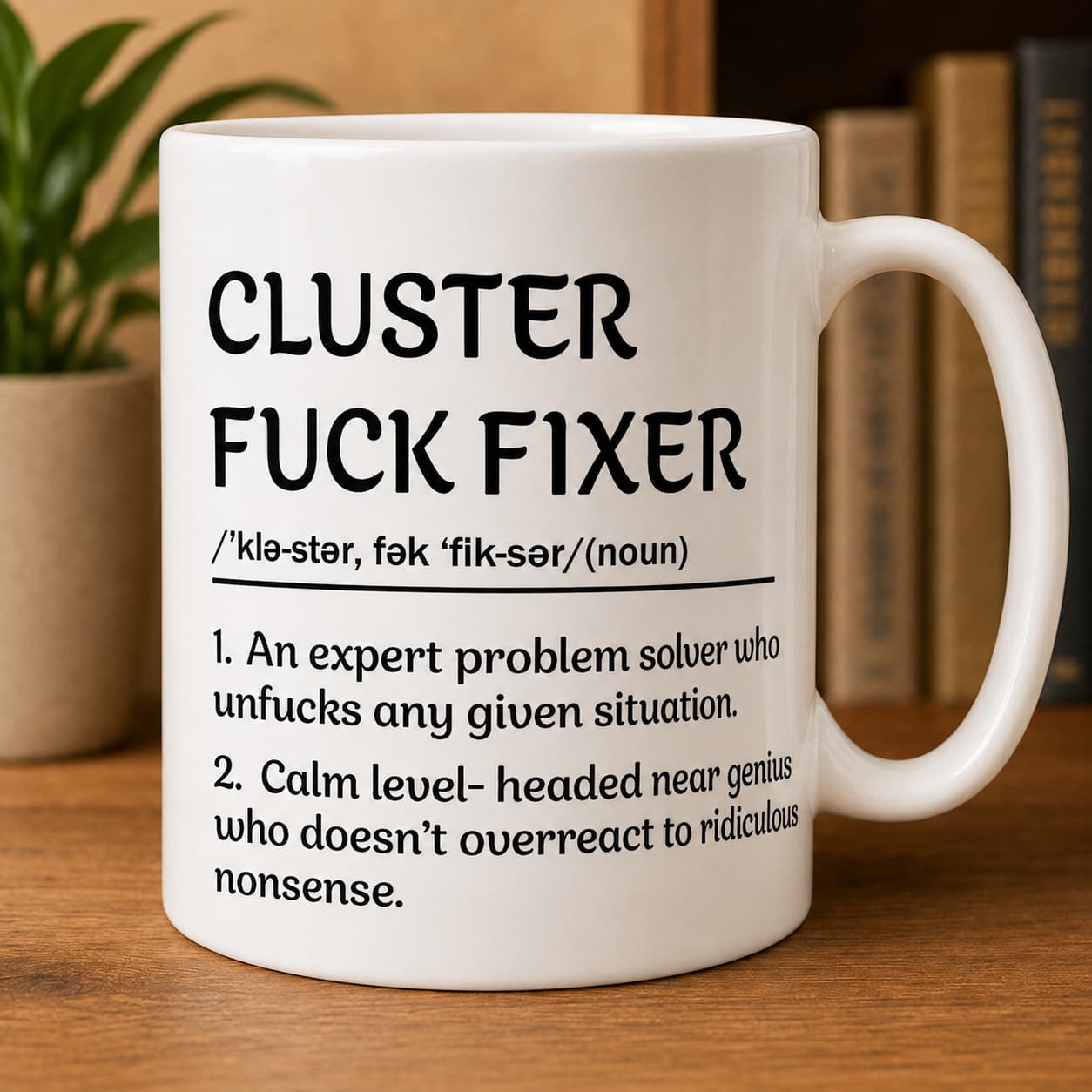 Cluster Fuck Fixer Mug – Funny Definition Coffee Cup, Coworker & Boss Gift