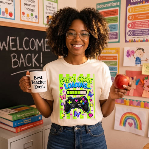 Cute Gamer Girl Fifth Grade Loading Classic T-Shirt