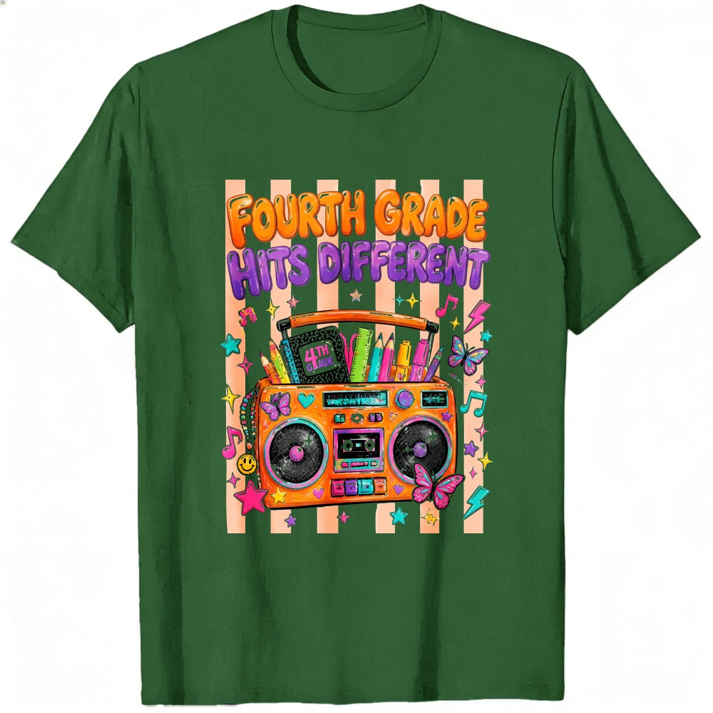 Retro Vintage Style Classic T-Shirt Fourth Grade Hits Different Boombox Design