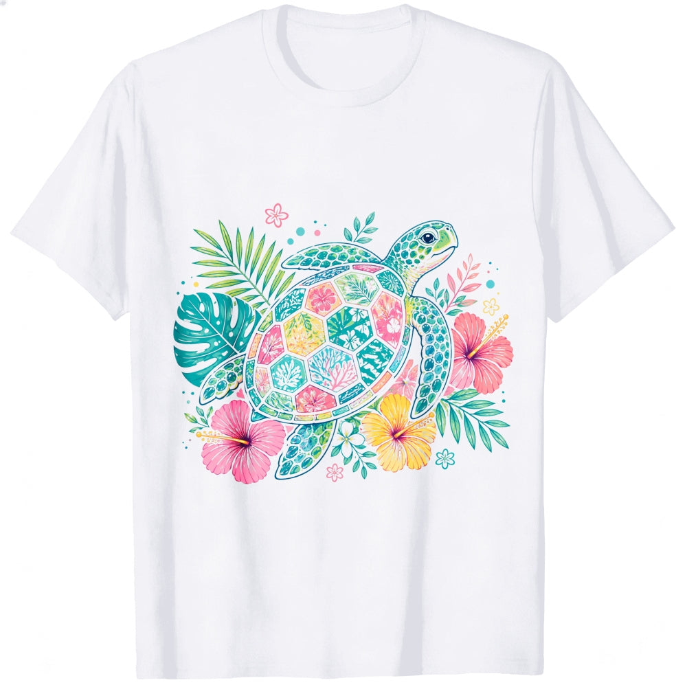 Tropical Floral Sea Turtle Classic T-Shirt
