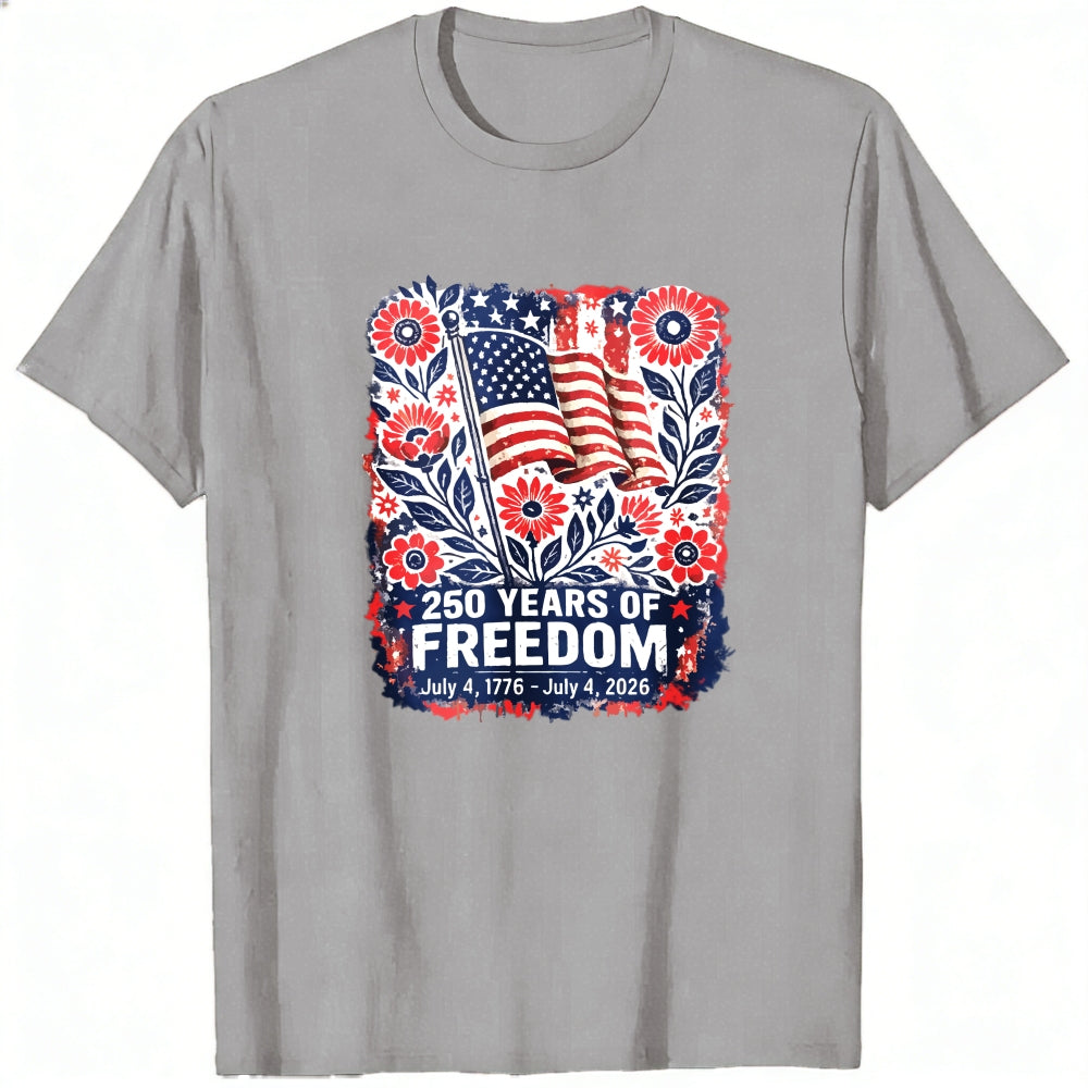 Patriotic Floral Design Classic T-Shirt 250 Years Of Freedom July 4 1776 July 4 2026