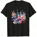 Patriotic Floral Design Classic T-Shirt Statue Of Liberty And American Flag With Flowers And Cityscape