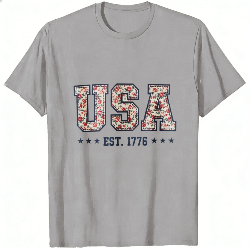 Floral Pattern Usa Est 1776 Classic T-Shirt