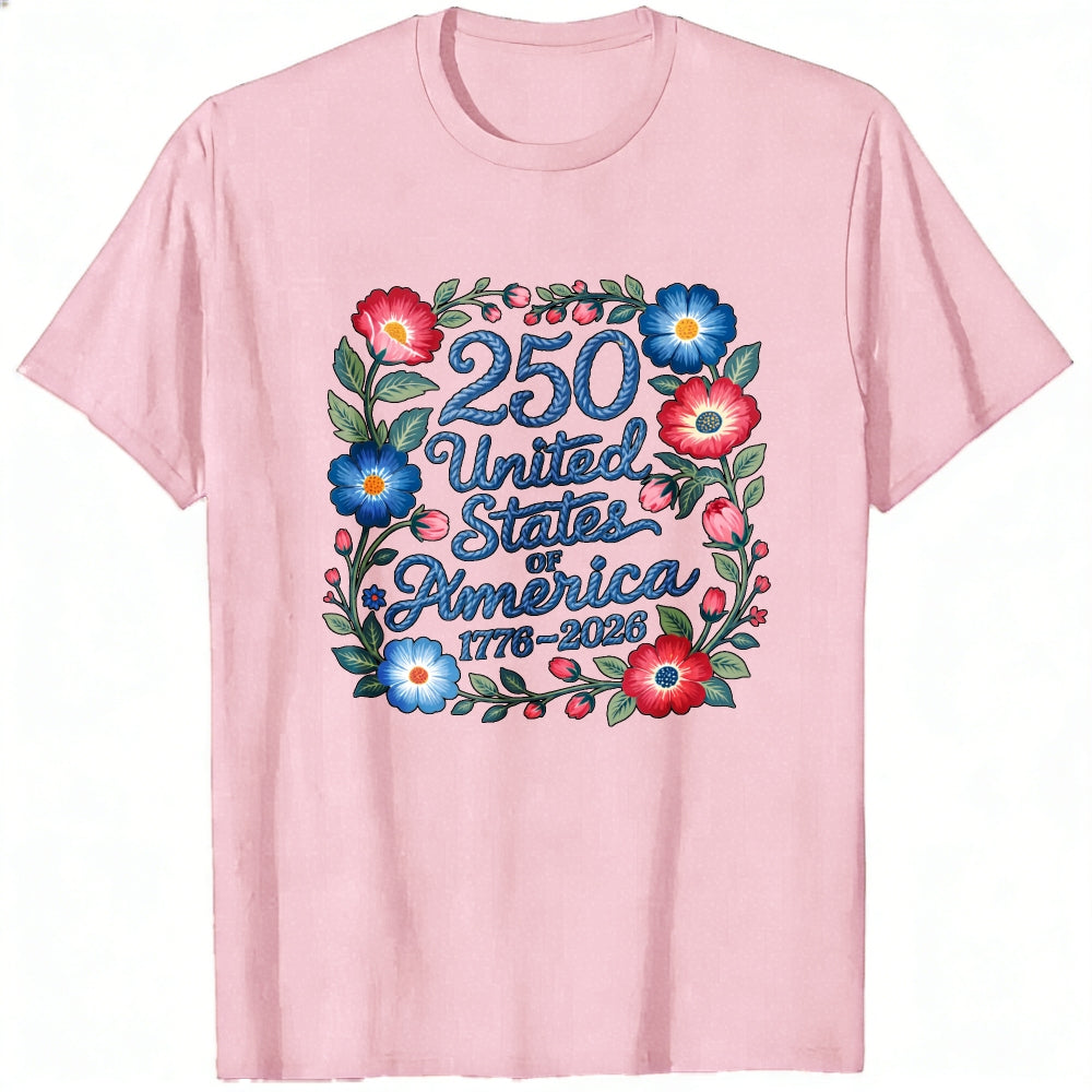 Patriotic Floral Design Classic T-Shirt 250 United States Of America 1776 2026