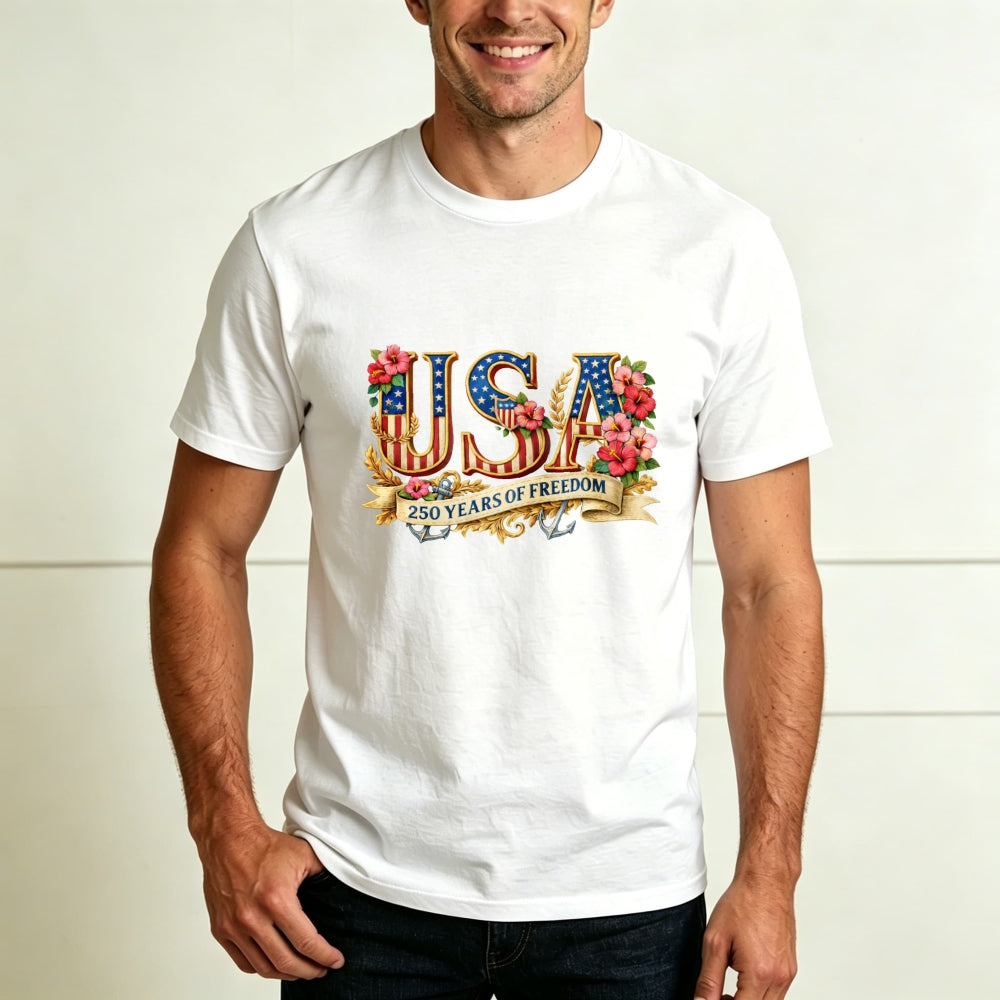Patriotic Floral Usa 250 Years Of Freedom Classic T-Shirt
