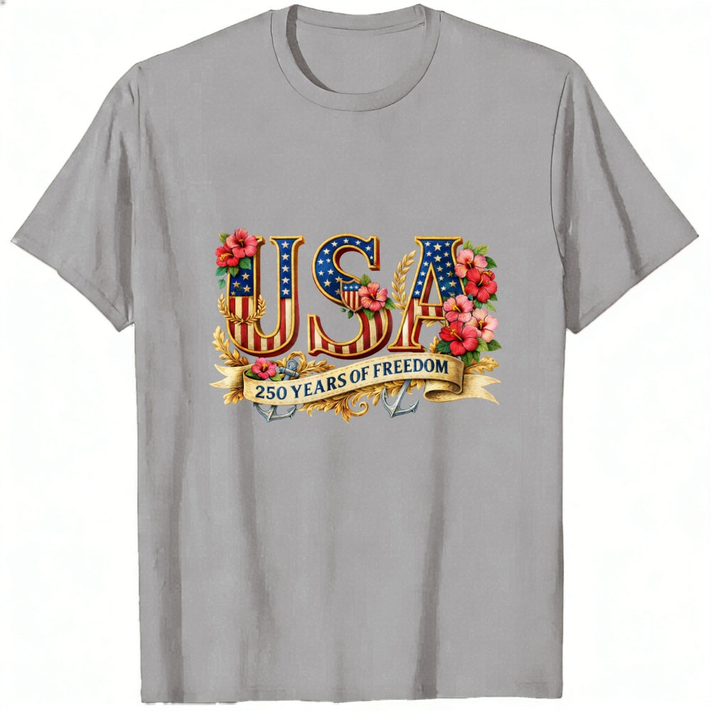 Patriotic Floral Usa 250 Years Of Freedom Classic T-Shirt