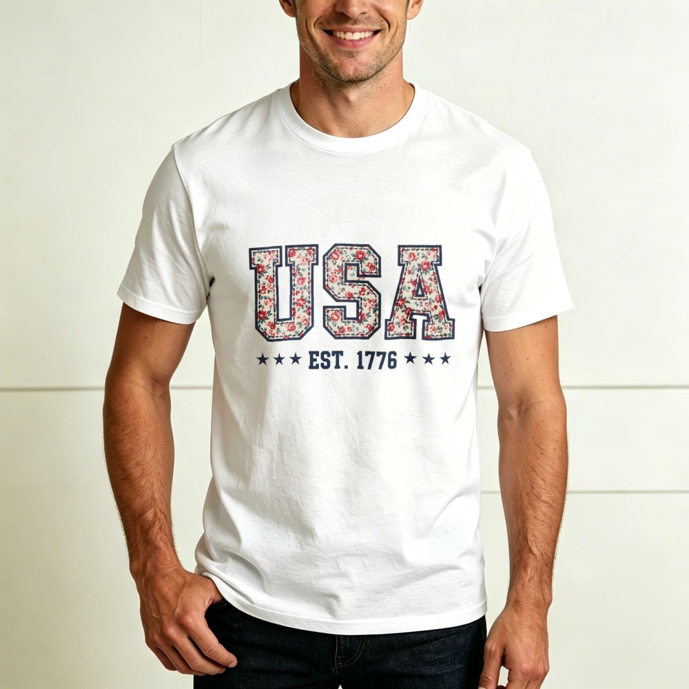 Floral Pattern Usa Est 1776 Classic T-Shirt