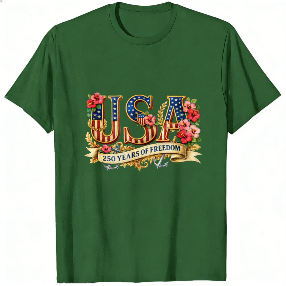 Patriotic Floral Usa 250 Years Of Freedom Classic T-Shirt