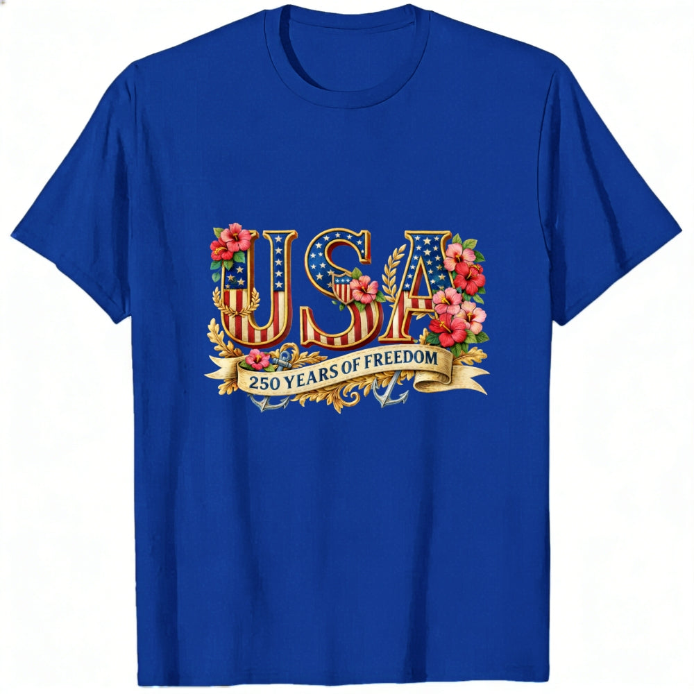 Patriotic Floral Usa 250 Years Of Freedom Classic T-Shirt