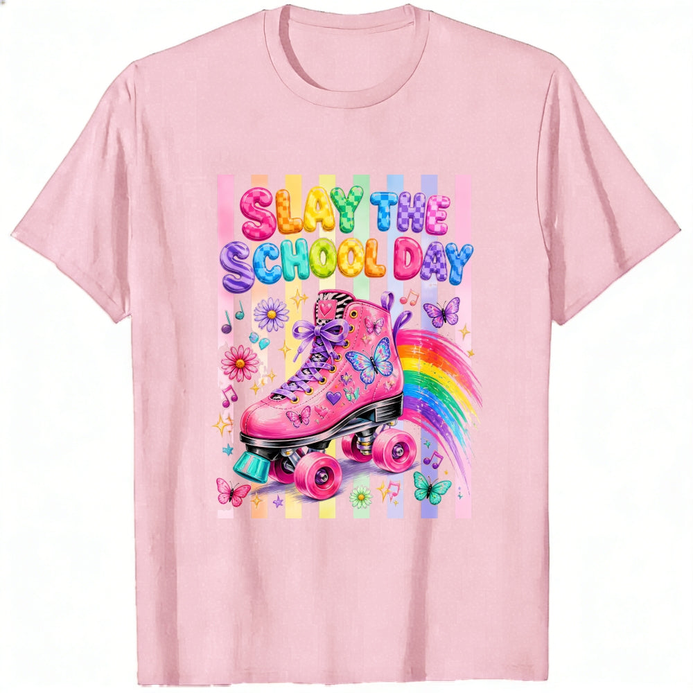 Cute Rainbow Roller Skate Slay The School Day Classic T-Shirt
