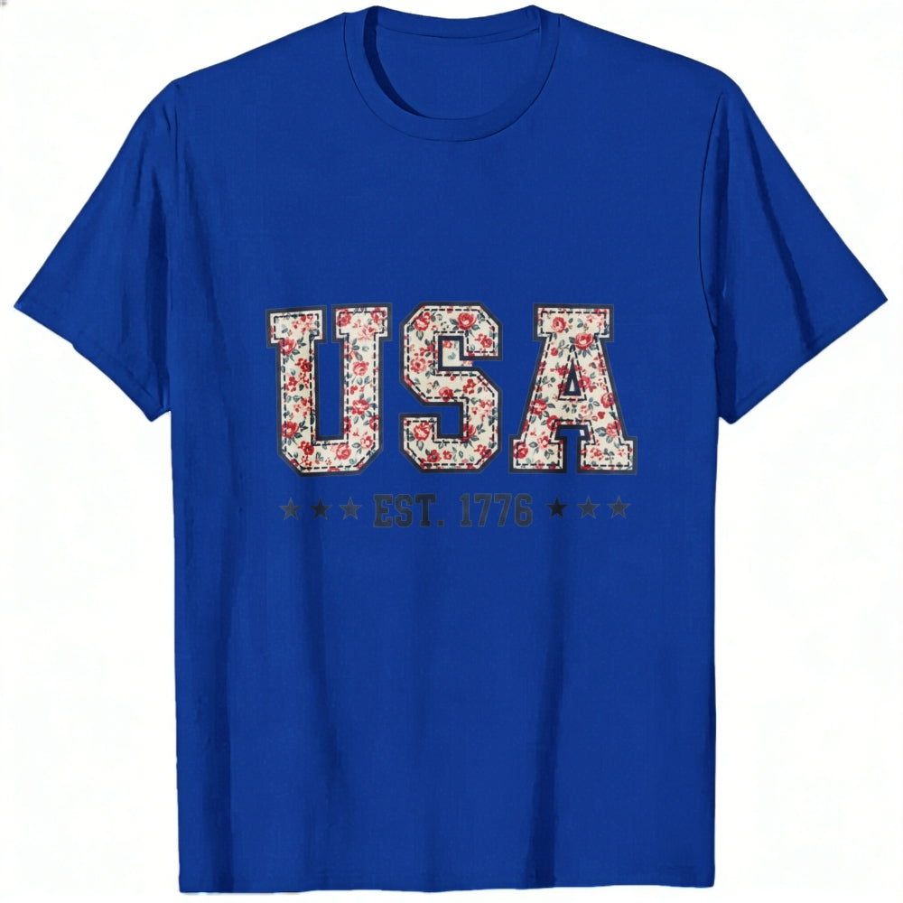 Floral Pattern Usa Est 1776 Classic T-Shirt