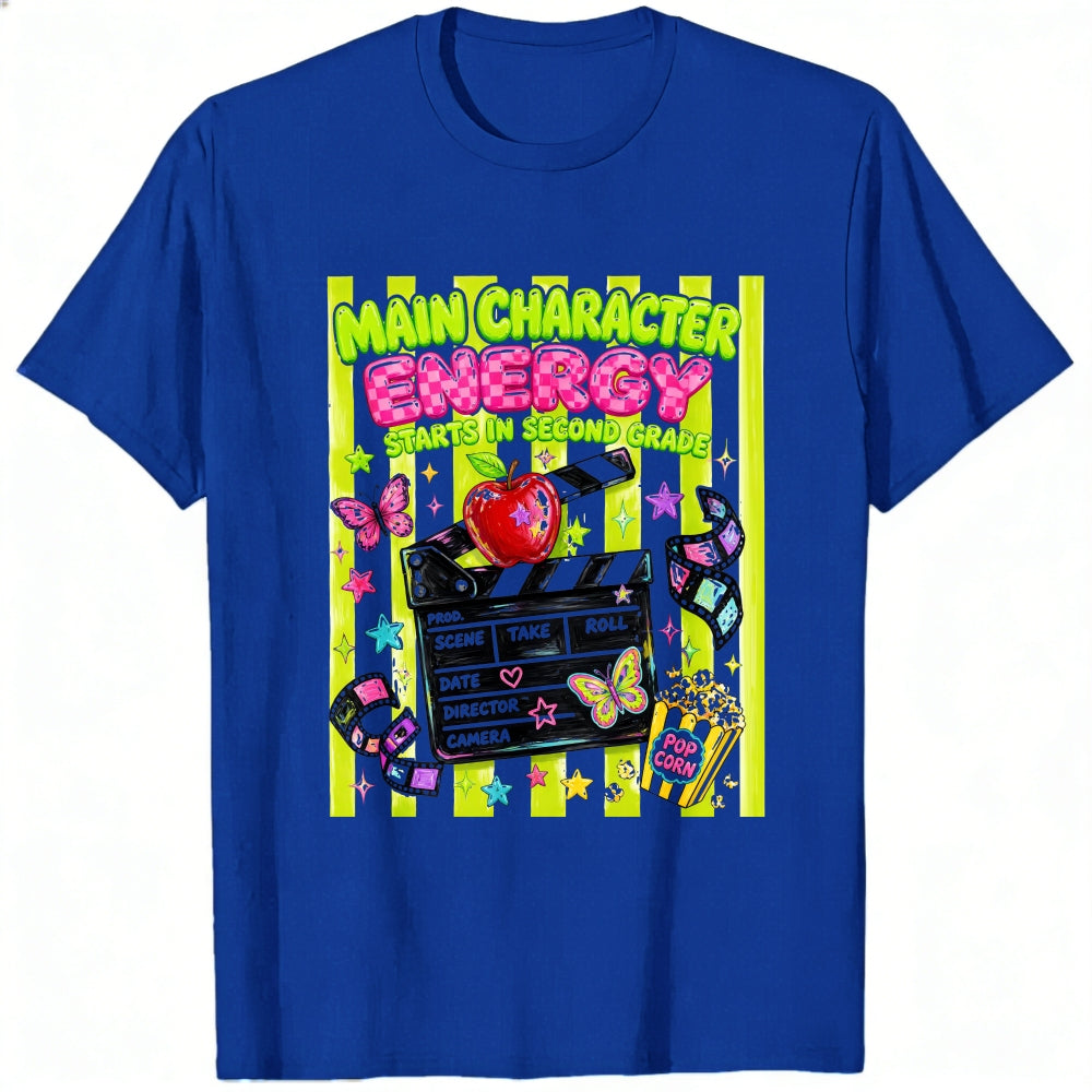 Cute Movie Theme Classic T-Shirt Main Character Energy Starts In Second Grade