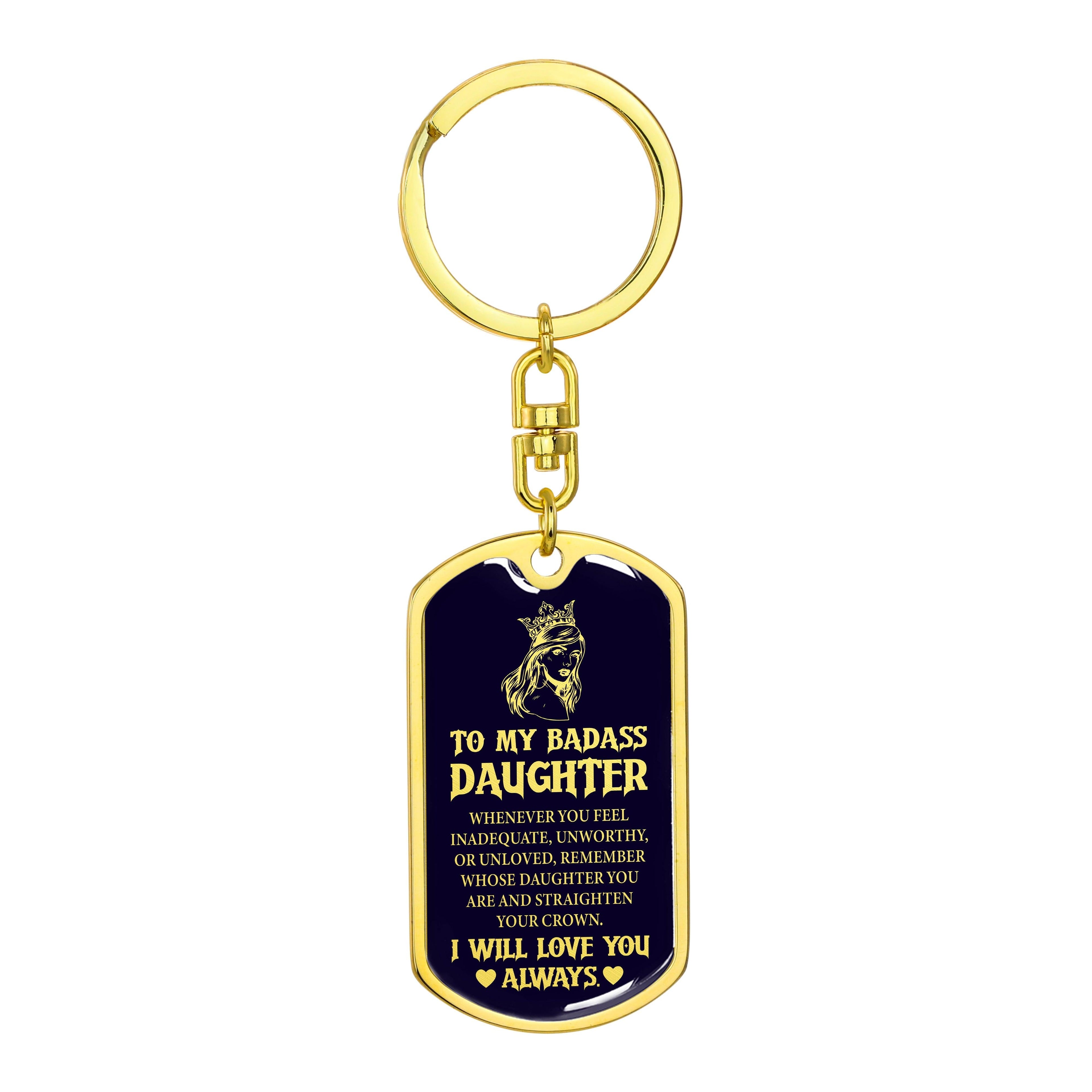 Daughter - Badass Daughter - Dog Tag With Swivel Keychain
