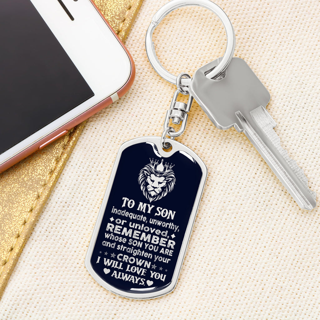 Son - Brave Son - Dog Tag With Swivel Keychain