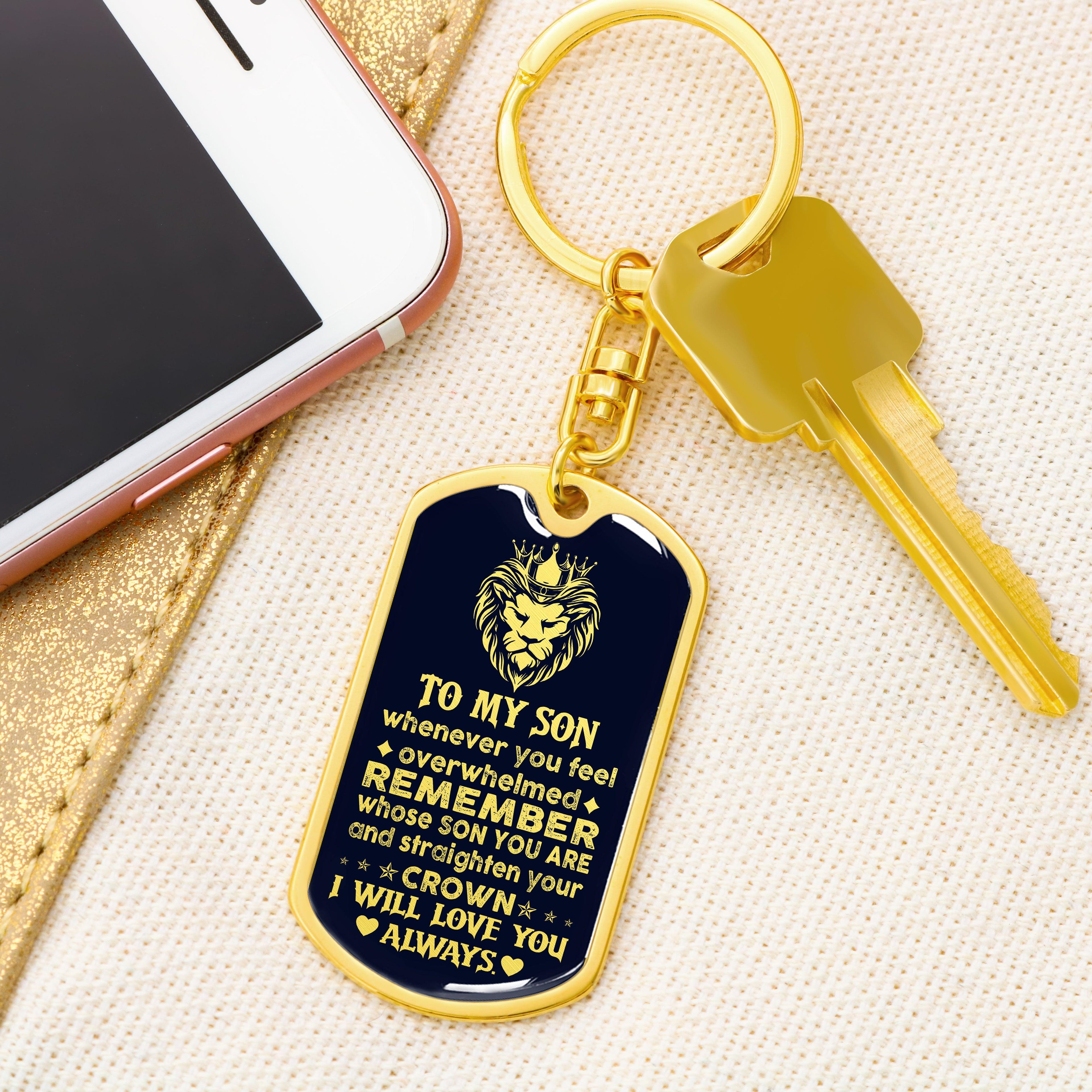 Son - My Brave Son - Dog Tag With Swivel Keychain