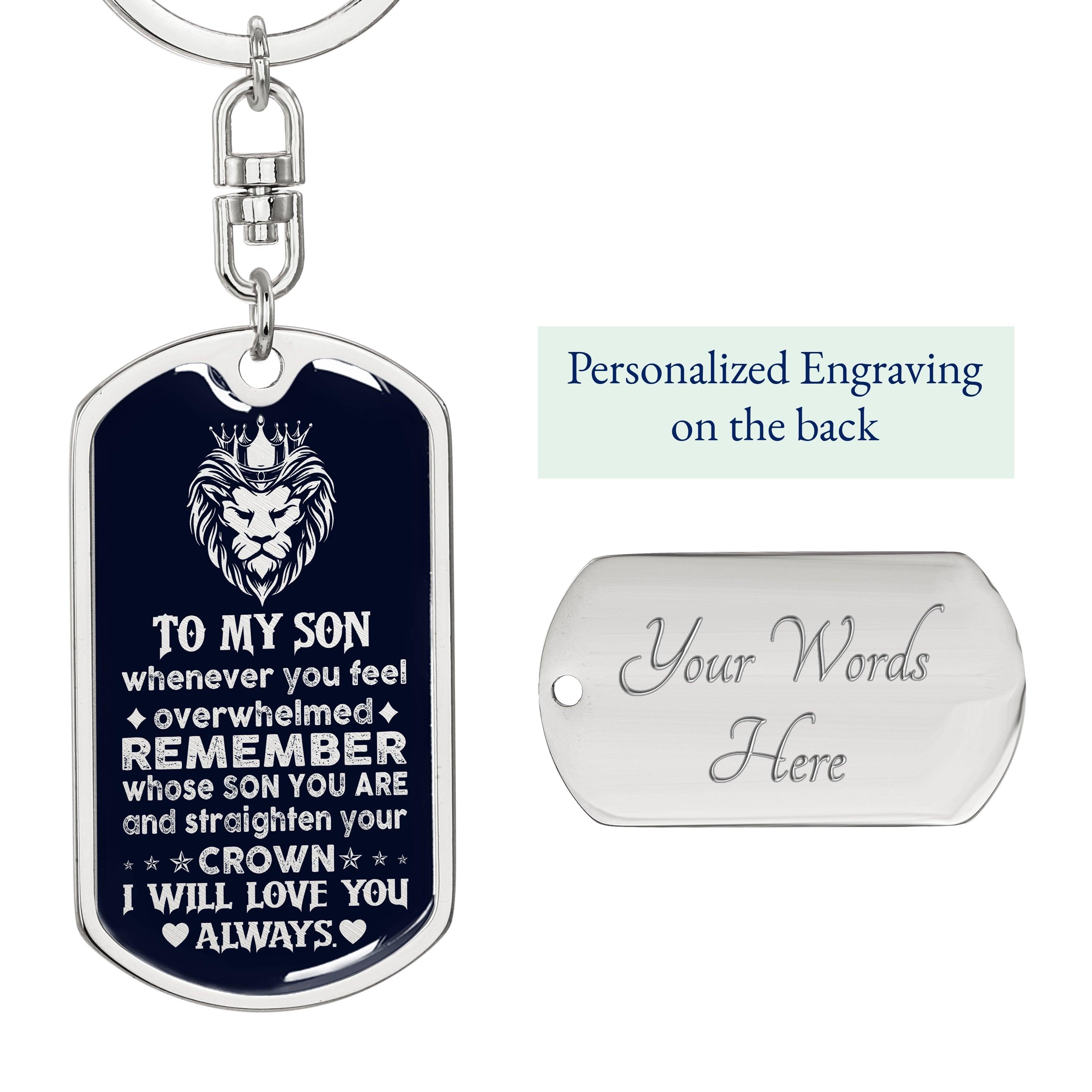 Son - My Brave Son - Dog Tag With Swivel Keychain
